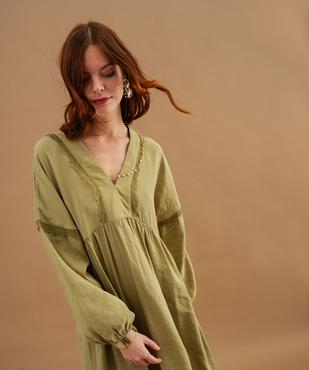 Robe longue à manches longues look bohème femme vue4 - GEMO(FEMME PAP) - GEMO