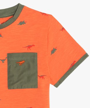 Tee-shirt garçon avec motifs dinosaures et finitions contrastantes vue2 - GEMO (ENFANT) - GEMO