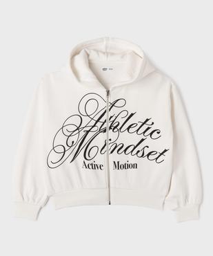 Sweat zippé à capuche en molleton imprimé fille vue3 - GEMO 4G FILLE - GEMO
