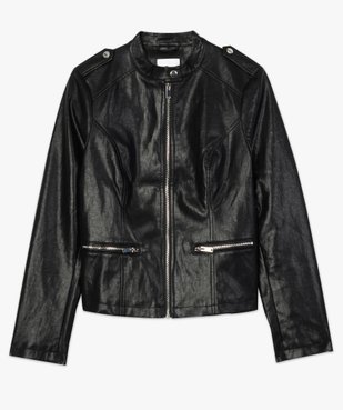 Blouson femme esprit motard avec col rond pressionné vue4 - Nikesneakers(FEMME PAP) - Nikesneakers