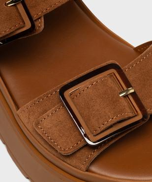 Sandales dessus cuir à semelle plateforme chunky femme - Tanéo vue6 - TANEO - GEMO