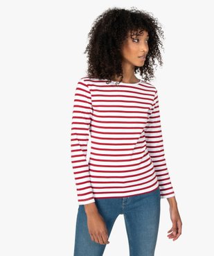 Tee-shirt femme rayé à manches longues vue1 - GEMO(FEMME PAP) - GEMO