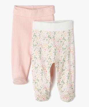 Pantalon à pieds et ceinture élastique en jersey bébé fille (lot de 2) vue1 - GEMO 4G BEBE - GEMO