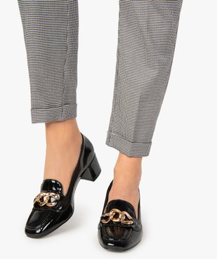 Escarpins femme vernis à talon carré et chaine métallisée vue1 - GEMO(URBAIN) - GEMO