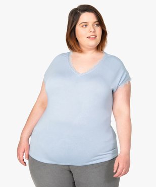 Tee-shirt femme sans manches avec finitions dentelle vue1 - GEMO (G TAILLE) - GEMO