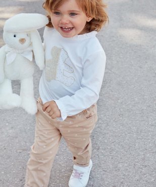 Tee-shirt bébé fille à manches longues avec détail volant - LuluCastagnette vue1 - LULUCASTAGNETTE - GEMO