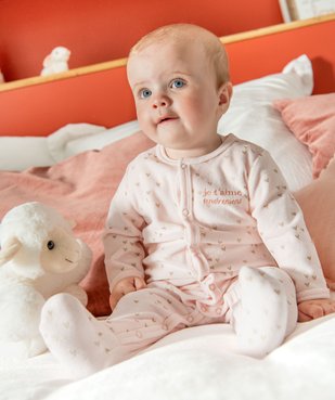 Pyjama bébé en velours pastel à cœurs dorés et ouverture ventrale vue5 - GEMO(BB COUCHE) - GEMO