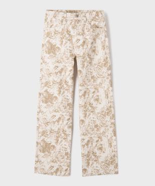 Jean Straight à motif feuillage avec taille ajustable fille vue1 - GEMO 4G FILLE - GEMO