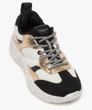 Baskets femme multi-matières à détails dorés - Only vue5 - ONLY - GEMO
