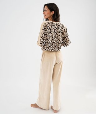 Pyjama en velours coupe large femme vue3 - GEMO(HOMWR FEM) - GEMO