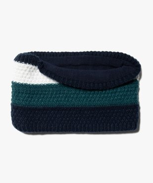 Echarpe bébé garçon forme snood à rayures doublé polaire vue1 - GEMO(BEBE DEBT) - GEMO