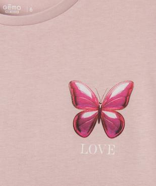 Tee-shirt manches courtes avec motif girly fille vue2 - GEMO 4G FILLE - GEMO
