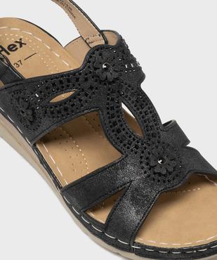 Sandales confort à strass avec talon compensé femme vue6 - G'FLEX - GEMO