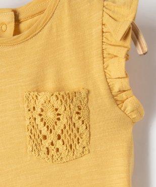 Tee-shirt bébé fille sans manches à volant et poche en crochet vue2 - GEMO(BEBE DEBT) - GEMO