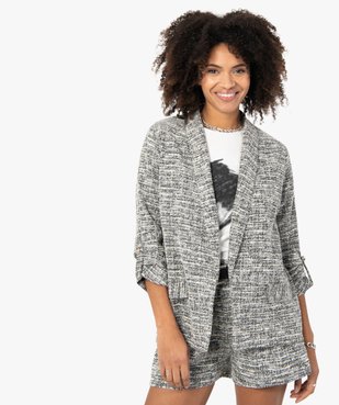 Veste femme en maille texturée à manches 3/4 vue1 - GEMO(FEMME PAP) - GEMO