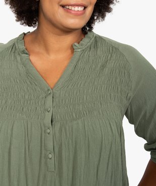 Blouse femme en crêpe avec buste smocké vue2 - GEMO (G TAILLE) - GEMO