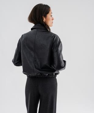 Blouson court coupe large en cuir imitation femme vue2 - GEMO(FEMME PAP) - GEMO