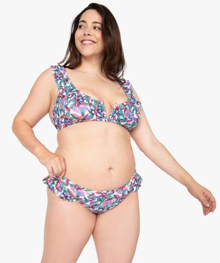 Bas de maillot de bain femme grande taille imprimé avec volants sur les hanches vue3 - GEMO (PLAGE) - GEMO