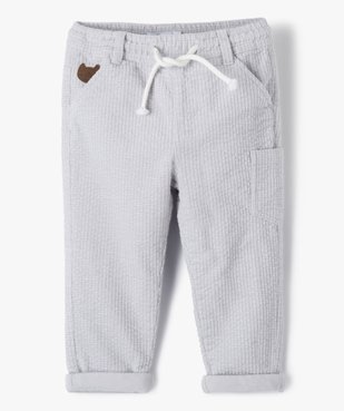 Pantalon bébé garçon en velours texturé entièrement doublé vue1 - GEMO(BEBE DEBT) - GEMO