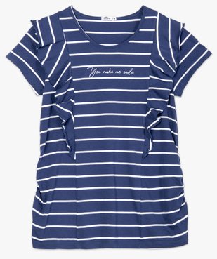 Tee-shirt de grossesse rayé à message et volants vue4 - GEMO (MATER) - GEMO