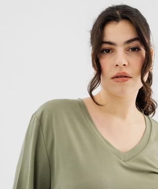 Tee-shirt manches courtes en modal souple col V femme grande taille vue2 - GEMO (G TAILLE) - GEMO
