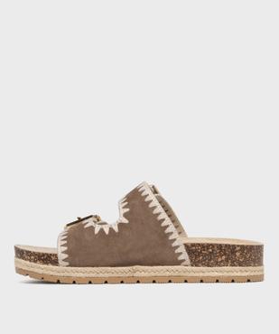 Mules à semelle plateforme et larges brides brodées femme - 5 Miles vue3 - 5 MILES - GEMO