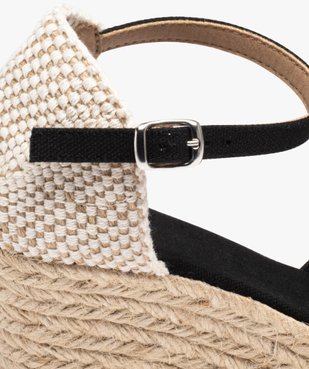 Espadrilles femme à talon compensé et dessus en toile unie vue6 - GEMO(URBAIN) - GEMO