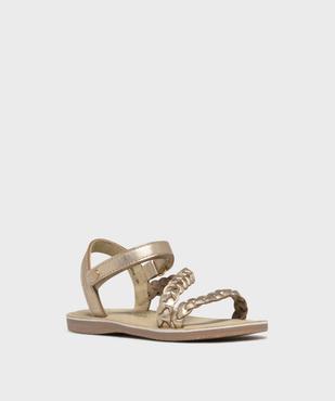 Sandales dessus cuir tressé fermeture scratch fille - LuluCastagnette vue2 - LULUCASTAGNETTE - GEMO