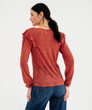 Tee-shirt manches longues en maille ajourée femme vue3 - GEMO(FEMME PAP) - GEMO