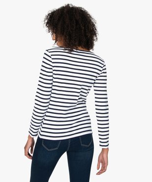 Tee-shirt femme rayé à manches longues vue3 - GEMO(FEMME PAP) - GEMO