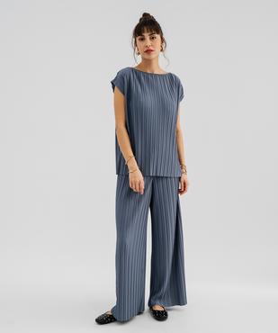 Tee-shirt sans manches loose en maille plissée femme vue4 - GEMO(FEMME PAP) - GEMO