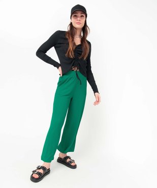 Pantacourt femme large et fluide en maille froissée vue5 - GEMO(FEMME PAP) - GEMO