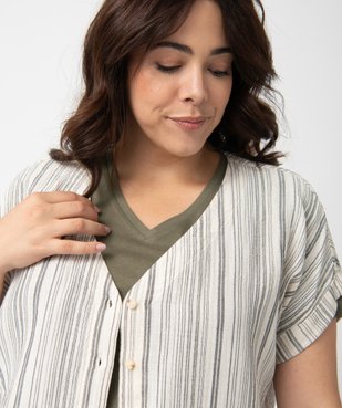 Blouse femme grande taille rayée à manches courtes   vue2 - GEMO (G TAILLE) - GEMO