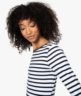 Tee-shirt femme rayé à manches longues vue2 - GEMO(FEMME PAP) - GEMO