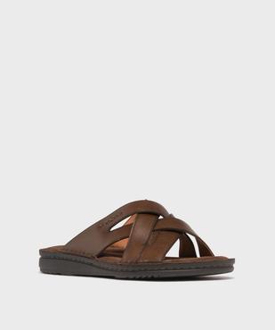 Mules en cuir confortables à brides croisées homme - Pierre Cardin vue3 - PIERRE CARDIN DIFFUSION - GEMO