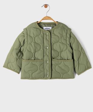 Blouson matelassé avec manches amovibles bébé fille vue1 - GEMO(BEBE DEBT) - GEMO