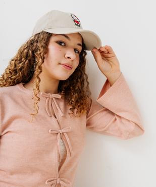 Pull gilet avec noeud sur l’avant fille  vue1 - GEMO (JUNIOR) - GEMO