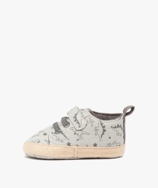 Chaussons de naissance bébé garçon en toile dinosaures vue3 - GEMO 4G BEBE - GEMO