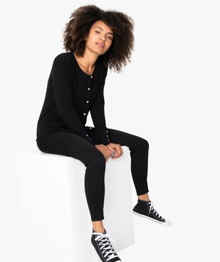 Gilet femme en maille fine avec col rond et boutons métalliques vue1 - GEMO(FEMME PAP) - GEMO