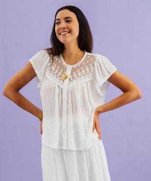 Chemise manches courtes en dentelle extensible femme vue2 - GEMO(FEMME PAP) - GEMO
