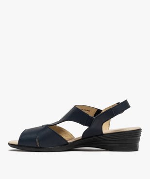 Sandales femme confort en cuir avec petit talon vue3 - GEMO (CONFORT) - GEMO