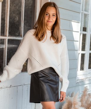 Pull fille à grosse maille et perles vue1 - GEMO (JUNIOR) - GEMO