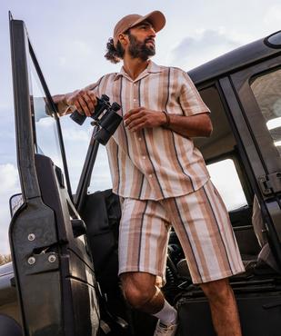 Short large à rayures avec ceinture ajustable pour homme vue5 - GEMO (HOMME) - GEMO