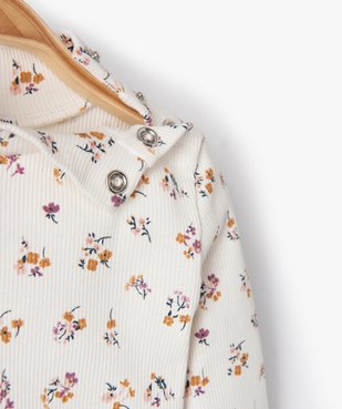 Tee-shirt bébé fille en maille côtelée à motifs fleuris vue2 - GEMO C4G BEBE - GEMO