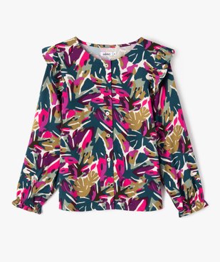 Chemise imprimée à manches longues avec volants fille vue1 - GEMO (ENFANT) - GEMO
