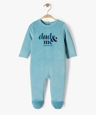 Pyjama bébé à pont-dos en velours avec message vue1 - 1E PRIX BY GEMO - GEMO