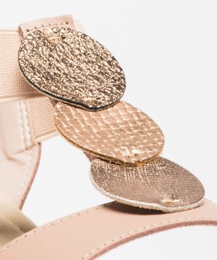 Sandales confort femme métallisées à talon compensé vue6 - GEMO (CONFORT) - GEMO