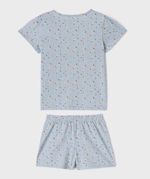 Pyjashort en jersey de coton à motifs fleuris fille vue4 - GEMO 4G FILLE - GEMO