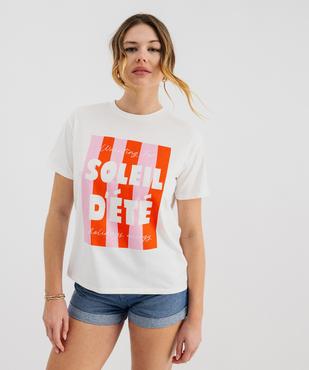 Tee-shirt manches courtes en jersey de coton imprimé femme vue5 - GEMO 4G FEMME - GEMO