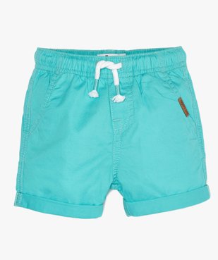 Bermuda bébé garçon en toile à taille élastiquée vue1 - GEMO(BEBE DEBT) - GEMO